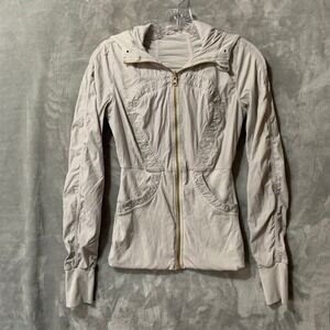 Lululemon Reversible Dance Studio Jacket Size 6 Gray Full Zip Hooded Thumbholes